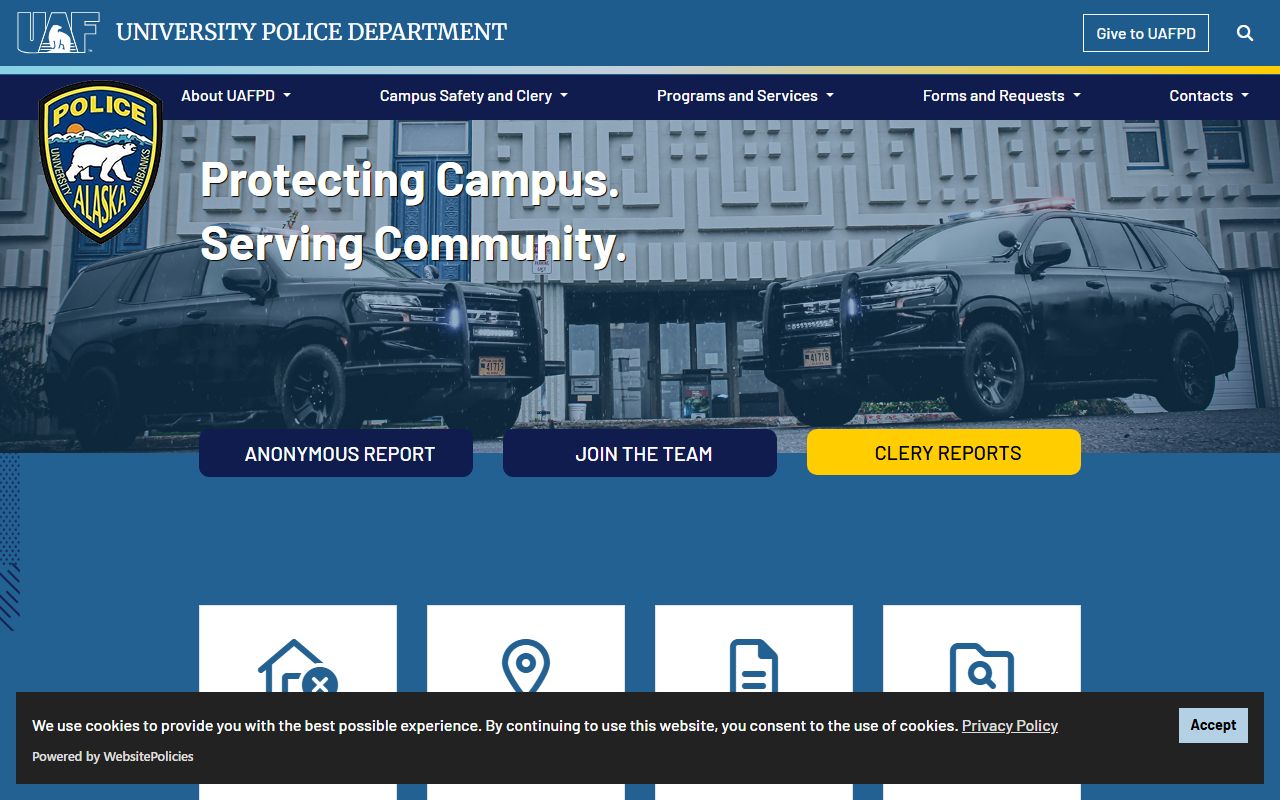 UAF Police Department College Alaska recent bookings campus safety