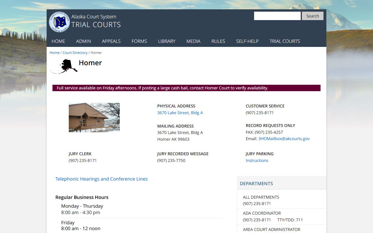 Homer District Court recent bookings and court records