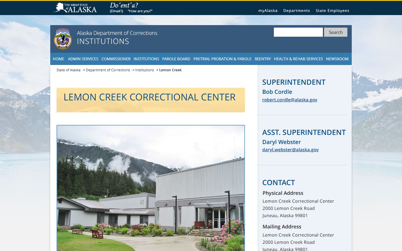 Lemon Creek Correctional Center Juneau recent bookings inmate search