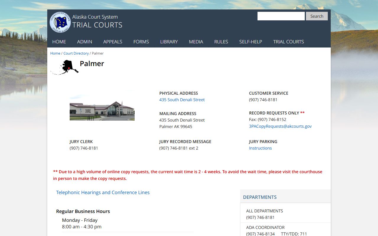 Palmer District Court recent bookings and arrest records