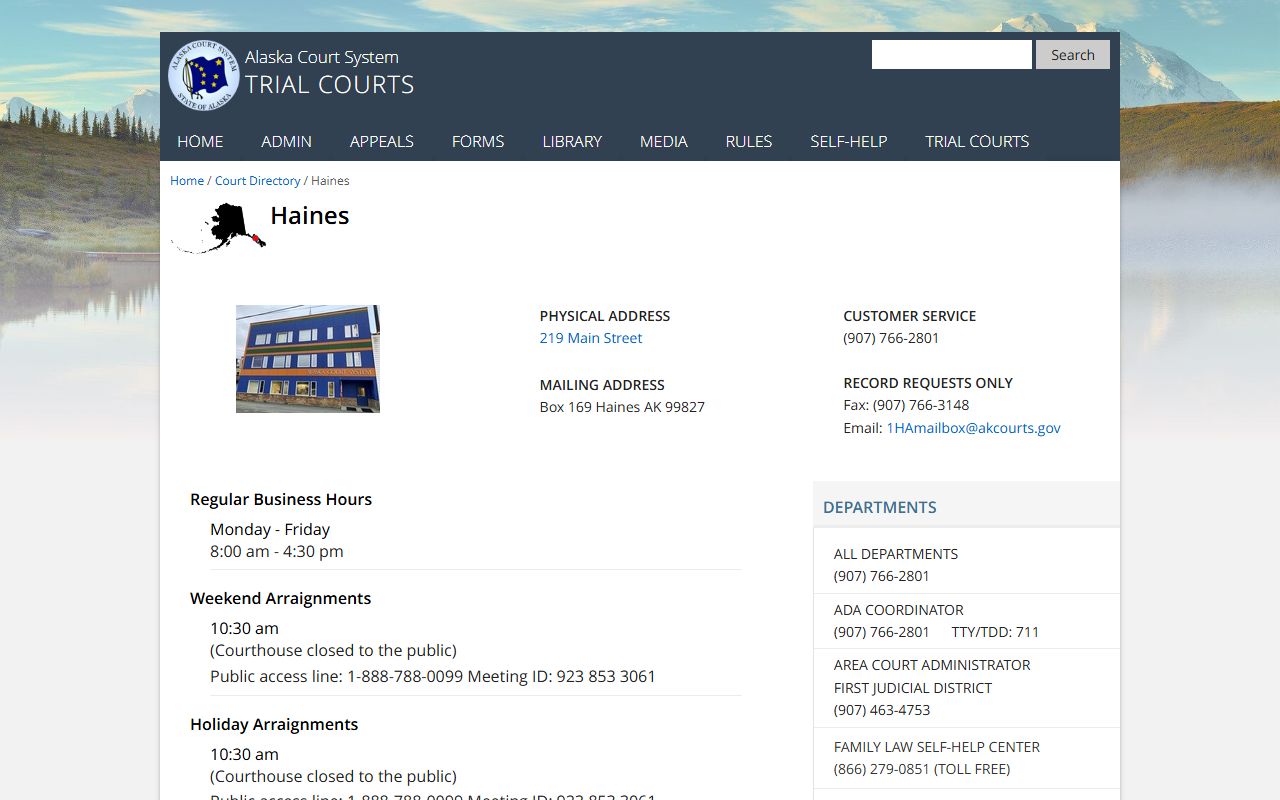 Haines Borough recent bookings district court directory