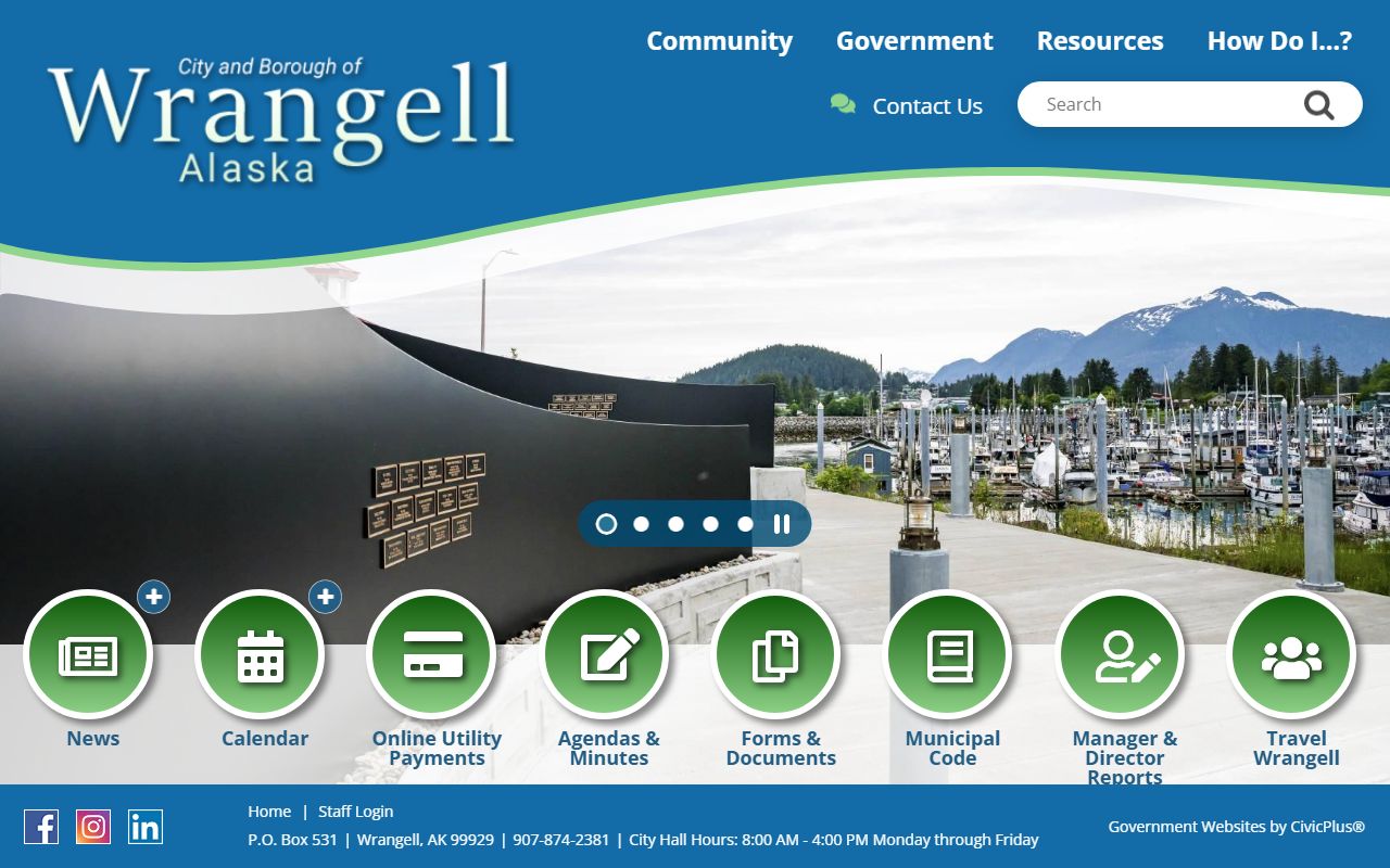 Wrangell City and Borough recent bookings municipal website