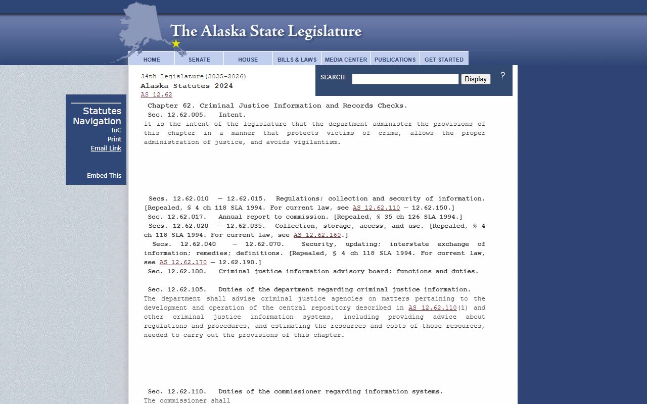 Alaska criminal justice information systems recent bookings data