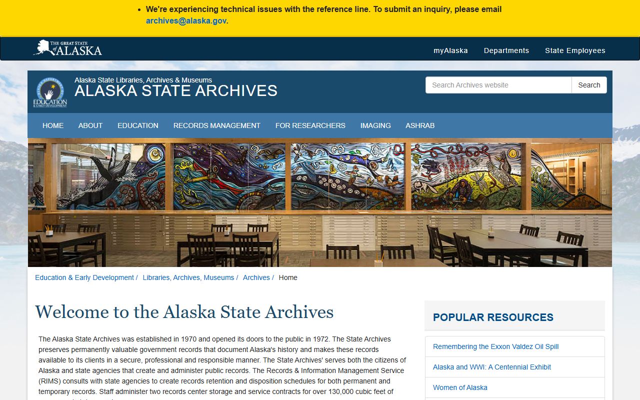 Alaska state archives historical records recent bookings criminal cases